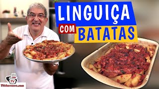 Como Fazer Linguiça com Batatas Assadas no Forno  Tv Churrasco [upl. by Silloh]