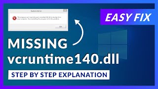 vcruntime140dll Missing Error  How to Fix  2 Fixes  2021 [upl. by Kumler]