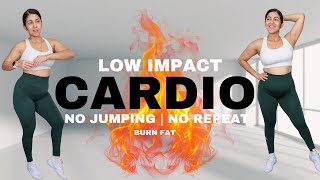 20 Min LOW IMPACT CARDIO Workout  No equipment No repeat No Jumping [upl. by Eniwtna]