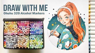 🌠 Draw with me  Marker Art quotCosmic Creationsquot Process  Ohuhu 320 Alcohol Brush Markers [upl. by Maurili]