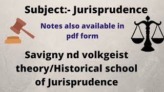 Savigny nd volkgeist theoryHistorical school of jurisprudence [upl. by Atteras649]