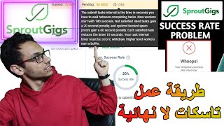 ربح 14 وحل مشكله Task Interval Time  Temp Success Rate في Sproutgigs بسهوله  الربح من الانترنت [upl. by Anamor]