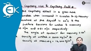 Problem on Capillary Rise and Fall  Properties of Fluid  Fluid Mechanics 1 [upl. by Arymas]