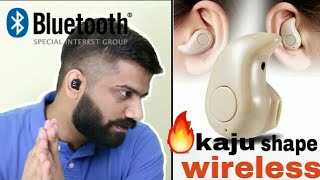 REVIEW S530 Smallest Truly Wireless Mini bluetooth In Kaju shape For DrivingGym Or other hindi [upl. by Mohorva]