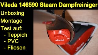 Vileda 146590 Dampfreiniger Mop  Auspacken Montage Test Teppich PVC Fliesen Review de [upl. by Zanahs]