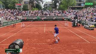 CECCHINATO VS HURKACZ  MATCH HIGHLIGHT  COURT LEVEL VIEW  ROLAND GARROS 2022 [upl. by Hcirdla]