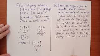 Razlomci  problemski tekstualni zadaci sa sabiranjem i oduzimanjem [upl. by Saffren]