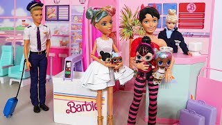 Sniffycat Barbie Family Sugar amp Spice Airplane Trip Family  Toys and Dolls Fun for Kids [upl. by Enidan]