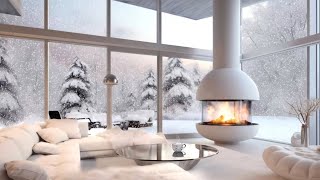 Relaxing Winter Jazz in a Snowy Luxury Home  2 Hours of Music for Ambience [upl. by Yelime]