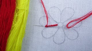 Hand Embroidery Easy Flower Embroidery Chain Stitch French Knot [upl. by Gristede]