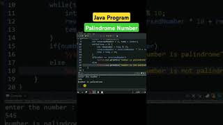 Java Program  Check if Number is palindrome javatutorial [upl. by Derzon863]