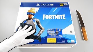 PS4 Pro quotFORTNITE EDITIONquot Console Unboxing Neo Versa skin bundle Battle Royale PlayStation 4 [upl. by Aicirtel]