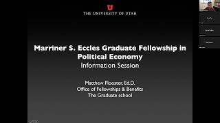 Marriner S Eccles Graduate Fellowship  University of Utah  Graduate School [upl. by Kenlay]