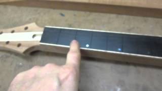 How I use locating pins to keep a fretboard in place while gluing [upl. by Dona]