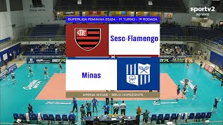 SESC FLAMENGO X GERDAU MINAS  SUPERLIGA FEMININA 2324 ❤❤❤AMO VÔLEI🏐🏐🏐 [upl. by Beaufert977]