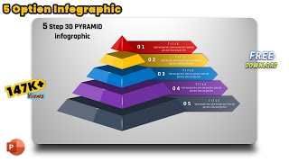 18MS PowerPoint Tutorial  5 Option 3D Pyramid Infographic  Free download [upl. by Annayad]