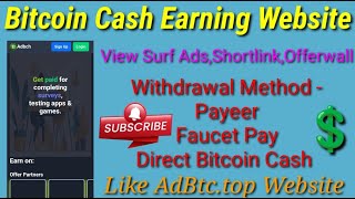 Unlimited Bitcoin Cash Faucet Earning Website  Adbchtop  Like Adbtc  BCH Crypto Earning Site [upl. by Nalra]