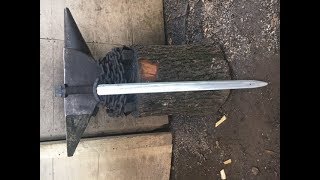 Forging a Viking sword by hand part 3 heat treat final assembly and testing [upl. by Kellyn]