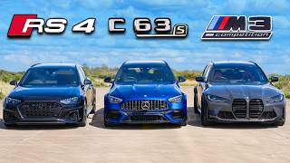 New AMG C63 vs BMW M3 vs Audi RS4 DRAG RACE [upl. by Kauffman439]