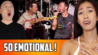 Coldplay  Fix You Reaction  Were Crying Live At Glastonbury With Michael J Fox [upl. by Nwahc]