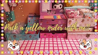 Pack a yellow order with me💛💛📦💦💖🌷🌸🌼🌟 [upl. by Marwin]