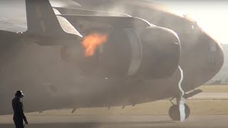 C17 Globemaster taxiing in reverse and compressor stall [upl. by Aedrahs]