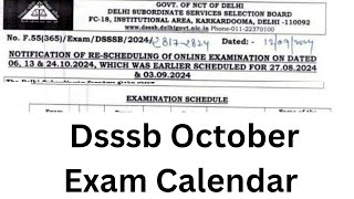 DSSSB October Exam Calendar  JA EXAM dsssb [upl. by Oiciruam850]