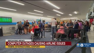 Flights resume at Tampa International Airport after global technology outage [upl. by Ydorb]