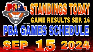 PBA standings today as of September 14 2024  Pba Game results  Pba schedule September 15 2024 [upl. by Hsilgne501]