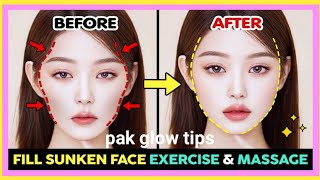 Look youngerfill sunken face exercise and messagefix sunken cheeks and sunken temples pak glowtips [upl. by Adnhoj]