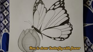 How to draw a butterfly with a flower By using Artline sketch pencils [upl. by Muncey767]