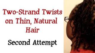 49 ★ TwoStrand Twists on Thin Natural Hair  Second Attempt [upl. by Gnet520]