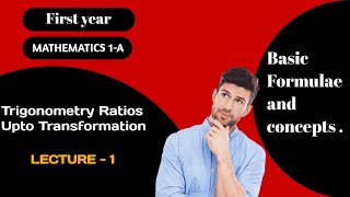 Trigonometric Ratios Upto Transformation Lecture  1 [upl. by Upali60]