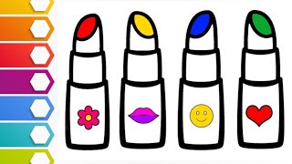 easy lipstick💄 drawing👄 for kids l easy🥰drawing l how to draw 👄lipstick l colorful 💛💚💙💜lipstick draw [upl. by Gauntlett]