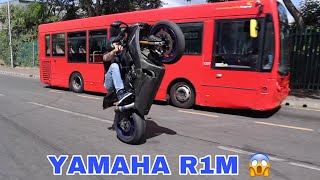 YAMAHA R1M WHEELIES  12 O CLOCK [upl. by Ireg26]