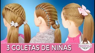 3 PEINADOS DE NIÑAS con TRENZAS FACILES RAPIDOS y BONITOS [upl. by Mahalia]