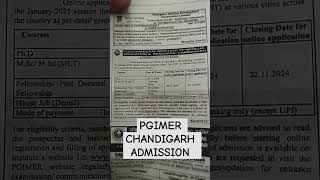 Pgimer chandigarh admission 2024 pgimer mscadmission phdadmission2024 [upl. by Schiff]