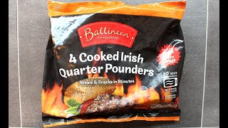 Ballineen COOKED IRISH QUARTER POUNDERS  49p  Farmfoods  Food Review [upl. by Notelrac801]