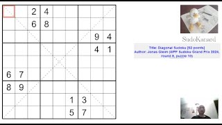 Eng Diagonal Sudoku by Jonas Gleim WPF Sudoku Grand Prix 2024 round 8 puzzle 10 [upl. by Pavlov]