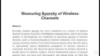 Measuring Sparsity of Wireless Channels [upl. by Drarreg]