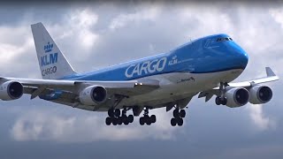 KLM Cargo Boeing 747400F landing runway 27 Schiphol  AMSEHAM [upl. by Ramona567]