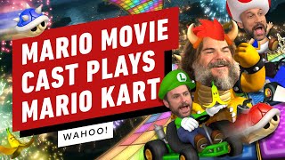 Watch the Mario Movie Cast Play Mario Kart 8 [upl. by Romilly]