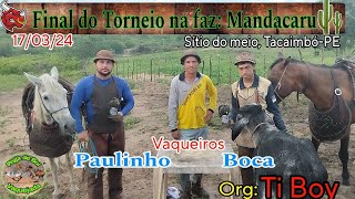 Ganhadores do Torneio da Faz Mandacaru na Org Ti Boy em TacaimbóPE 170324 [upl. by Lertnom]