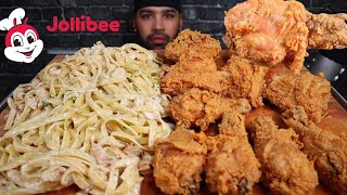 ASMR EATING CRISPY JOLLIBEE CHICKEN amp CREAMY CHICKEN FETTUCCINE ALFREDO MUKBANG [upl. by Tini]