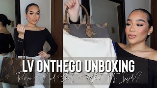 LOUIS VUITTON ONTHEGO TOTE MM UNBOXING REVIEW  MOD SHOTS amp WHAT FITS INSIDE [upl. by Einberger]