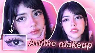 ♡ Maquillaje de muñeca KAWAII  tutorial de pestañas ANIME 🌸 [upl. by Eerak569]