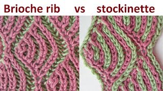 Brioche knitting Brioche stockinette vs Brioche rib knitting patterns [upl. by Clarita676]