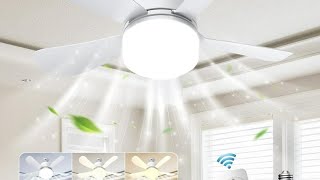 Socket Fan Light 2000 Lumens 15quot LED Ceiling Fans with Lights and Remote 3000K6500K Dimmable 5 [upl. by Anyr]