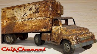 1955 Tonka Green Giant Brand Green Bean Semi Truck and Trailer Restoration [upl. by Meil]