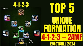 TOP 5 UNIQUE FORMATIONS IN EFootball 2024 Mobile  4123 Formation EFootball 2024 [upl. by Notniw]